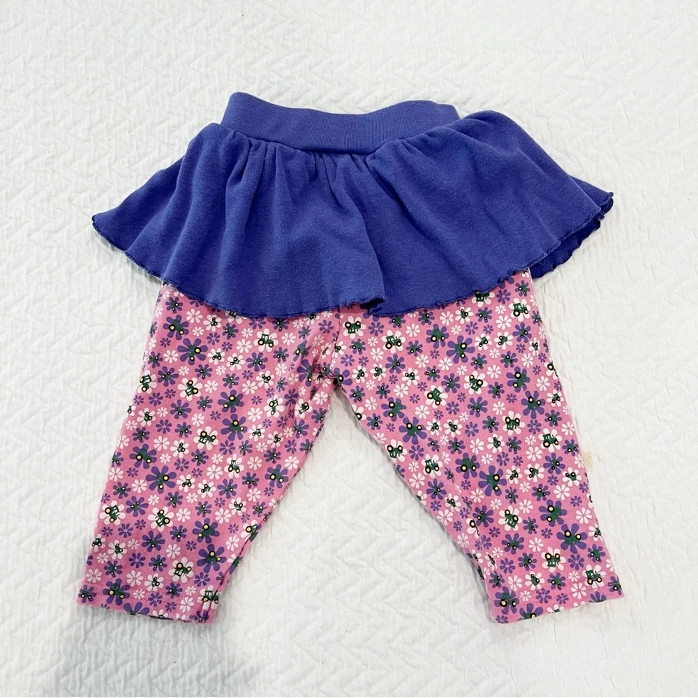 John Deere Baby Girl Outfit 6/9 Months Pink Purple Floral Tractor Skirt Pants